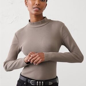 Taupe Mock-Neck Top